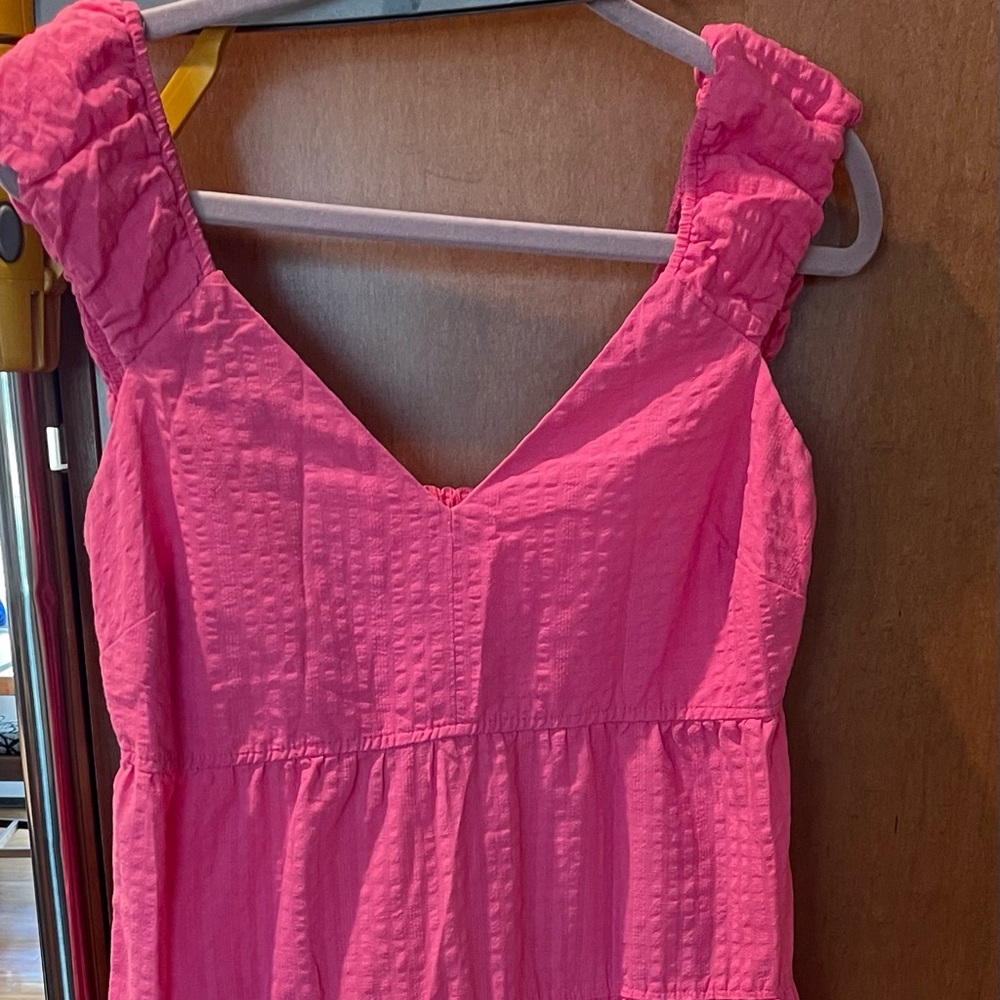 Hot pink tiered maxi dress